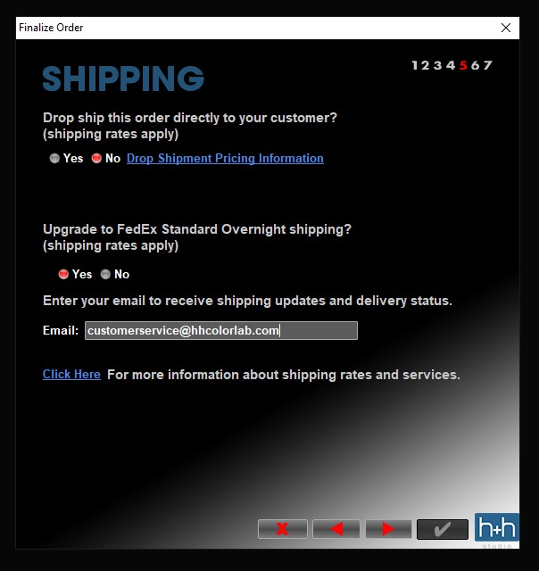 How to upgrade shipping on an order in HHstudio H&H Color Lab
